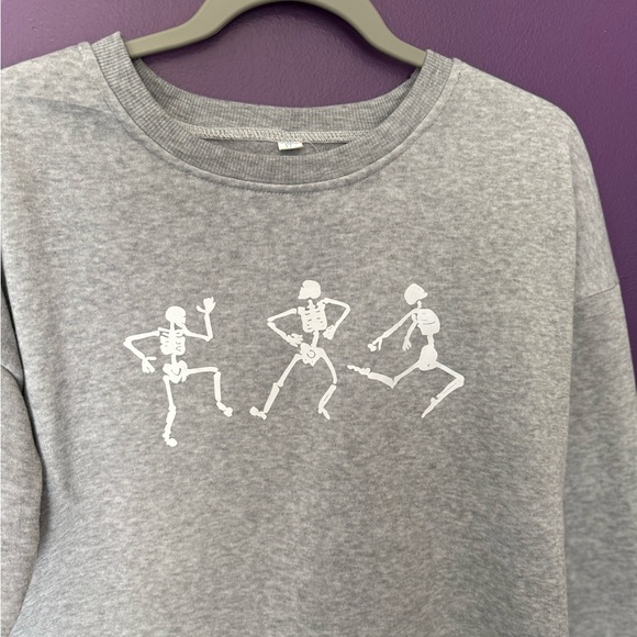 Gray Skeleton Print Women's Sweater - Picture 2 of 4